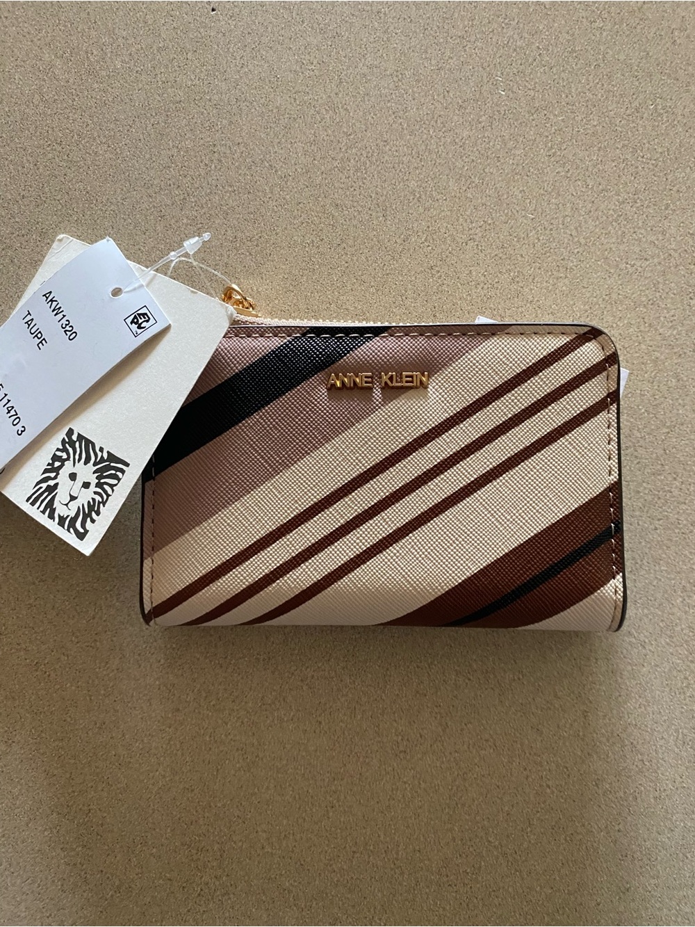 Anne Klein Blush Taupe Compact Card Wallet with Gold Hardware